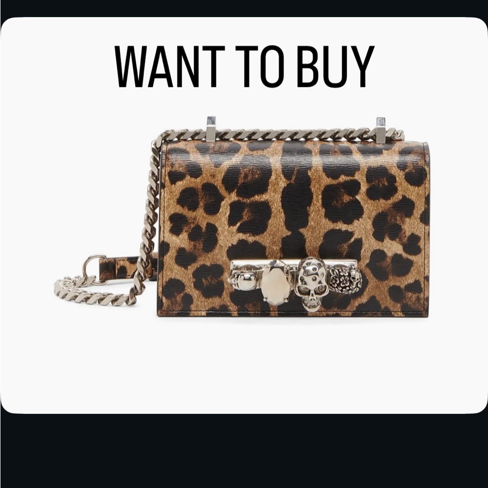 Alexander McQueen Mini Jewelled Satchel Vegan Leather in Leopard Print